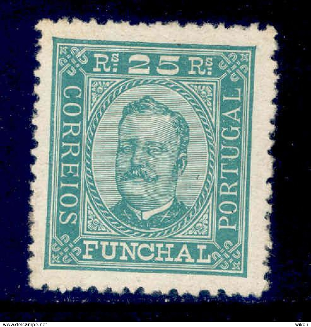 ! ! Funchal - 1892 D. Carlos 25 R (Perf. 12 3/4) - Af. 05 - MH (ca 048) - Funchal