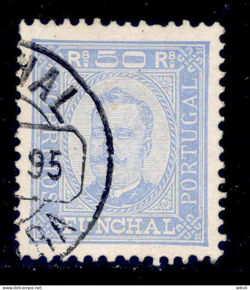 ! ! Funchal - 1892 D. Carlos 50 R (Perf. 11 3/4) - Af. 06 - Used (ca 049) - Funchal