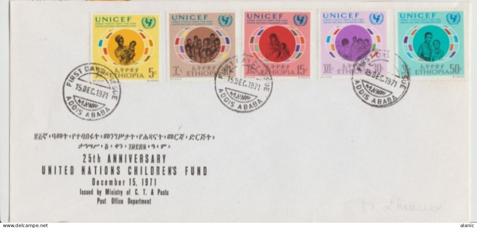 THEMATIQUE-Organisations Internationales > UNICEF- FDC -ETHIOPIE-N°609/613/// 1971 - UNICEF
