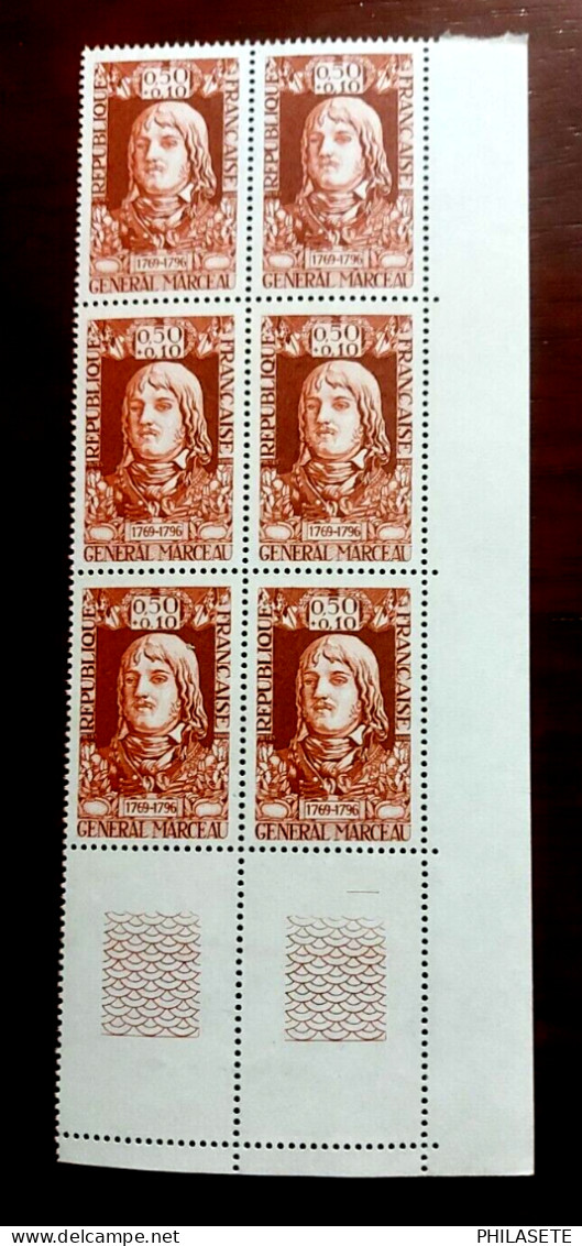 France 1969 Bloc De 6 Timbres Neuf** YV N° 1591 Général Marceau - Feuilles Complètes