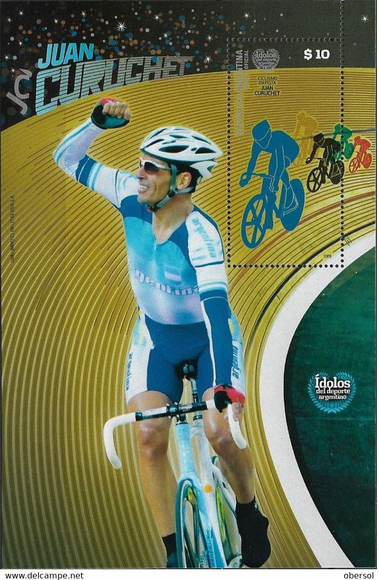 Argentina 2009 Sport Idols Cycling Juan Curuchet Souvenir Sheet MNH - Unused Stamps