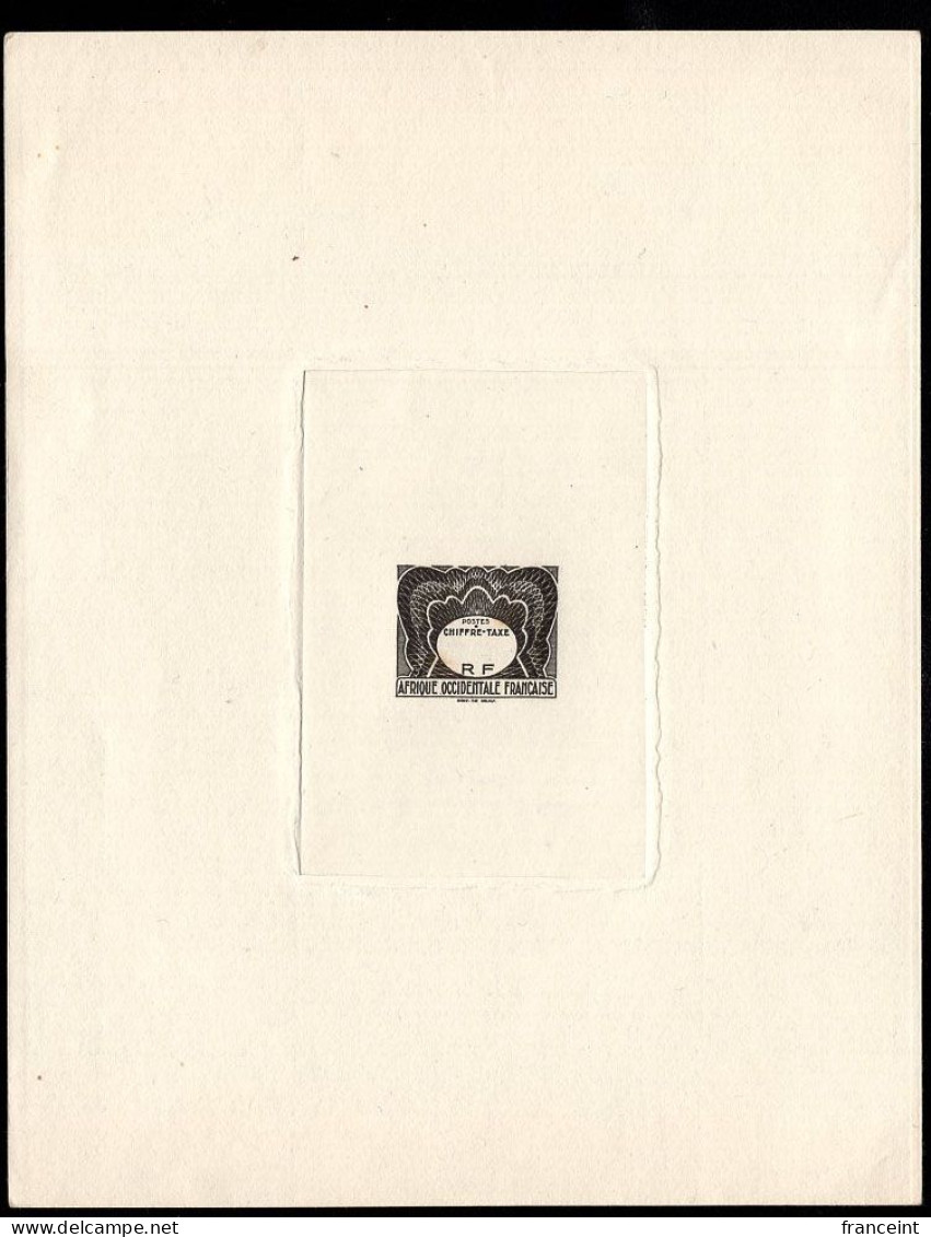 FRENCH WEST AFRICA(1947) Postage Due Stamp Die Proof In Black Without Denomination. Scott No J1, Yvert No TT1. - Andere & Zonder Classificatie