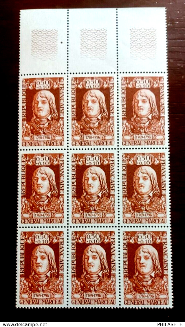 France 1969 Bloc De 9 Timbres Neuf** YV N° 1591 Général Marceau - Fogli Completi