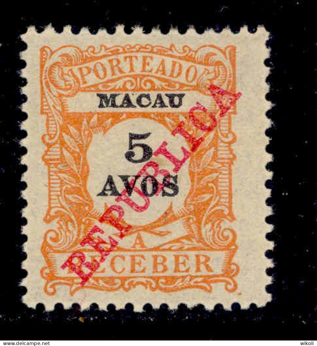 ! ! Macau - 1911 Postage Due 5 A - Af. P 16 - No Gum (ca 097) - Strafport