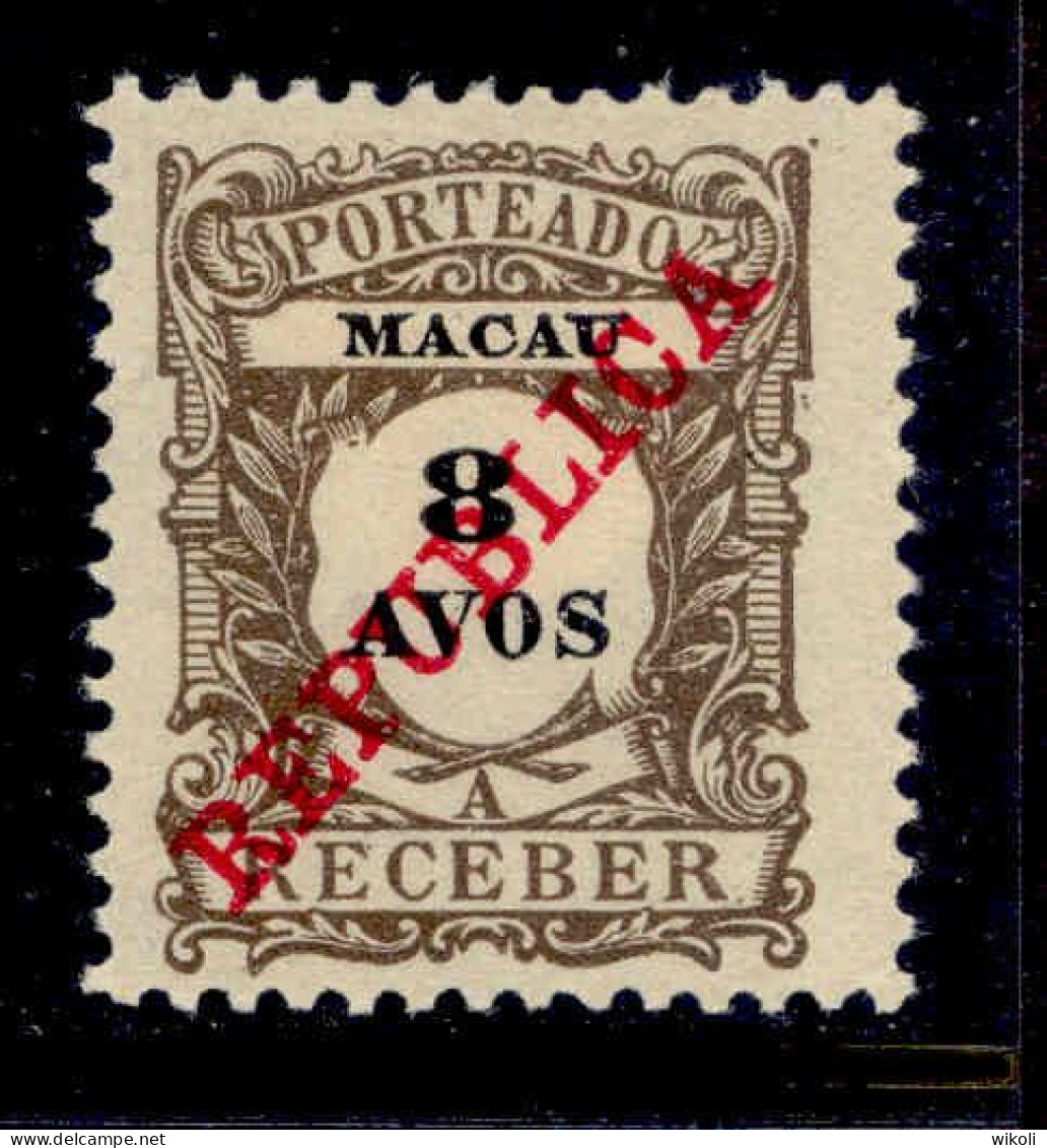! ! Macau - 1911 Postage Due 8 A - Af. P 17 - MH (ca 098) - Timbres-taxe
