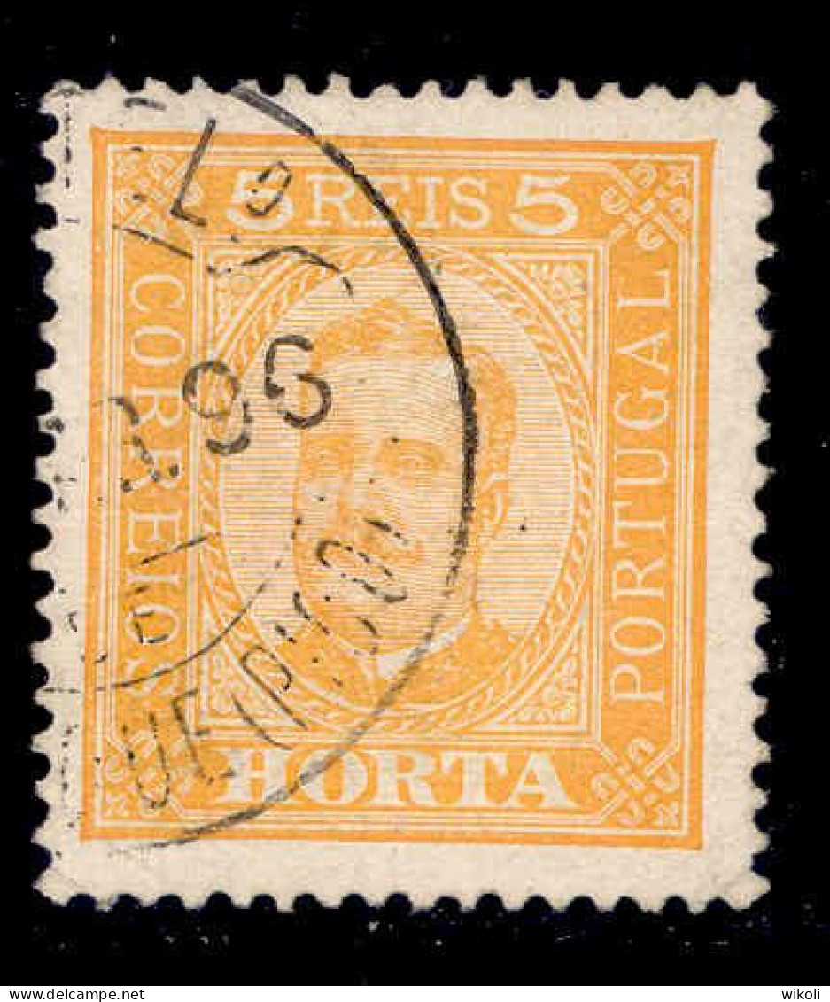 ! ! Horta - 1892 D. Carlos 5 R (Perf. 13 1/2) - Af. 01 - Used (ca 109) - Horta