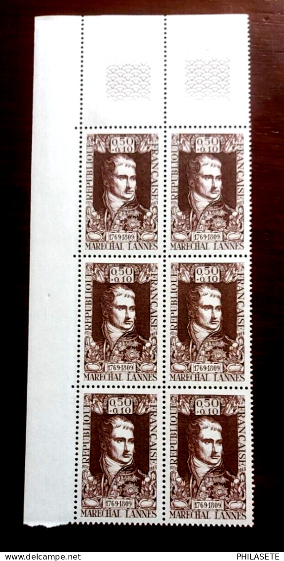 France 1969 Bloc De 6 Timbres Neuf** YV N° 1593 Maréchal Lannes - Feuilles Complètes