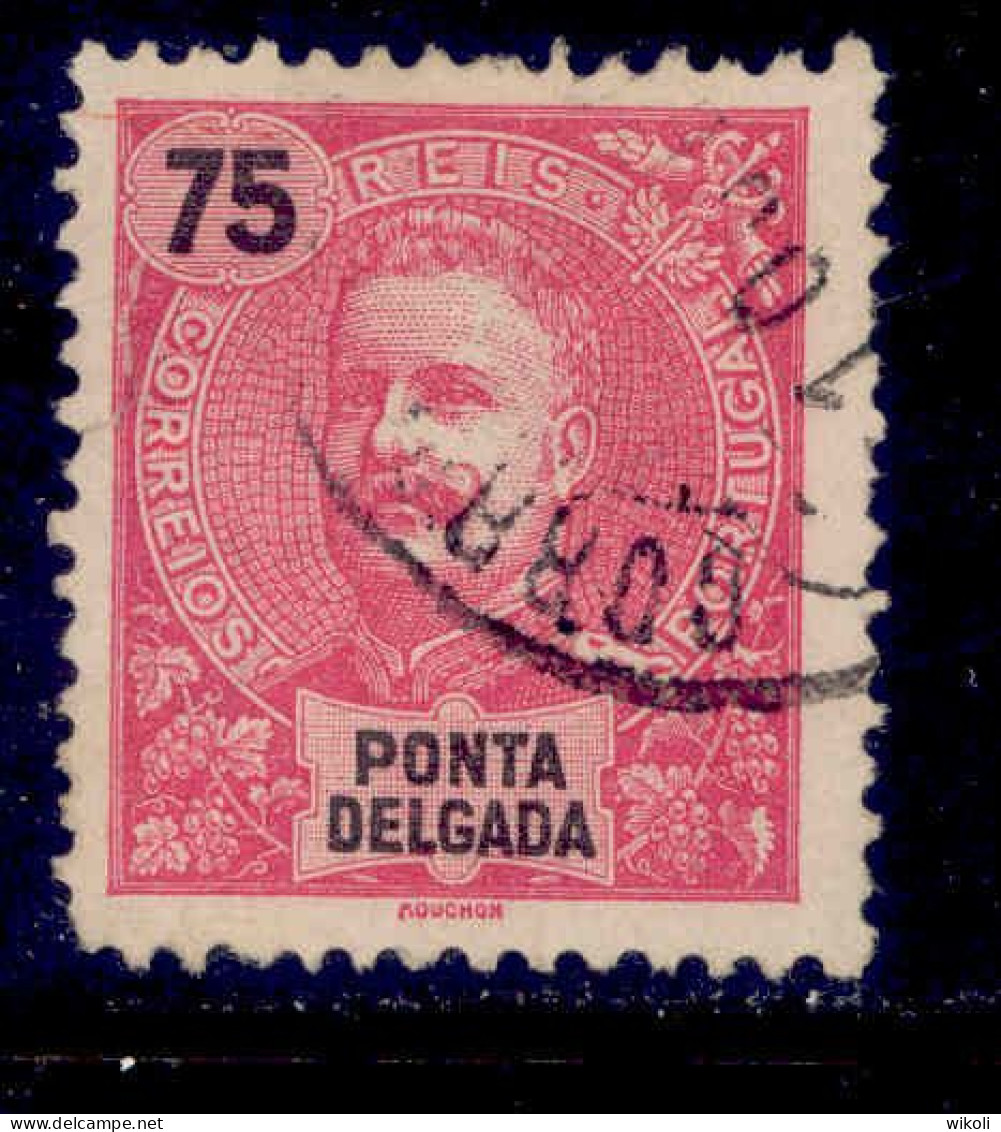 ! ! Ponta Delgada - 1897 D. Carlos 75 R - Af. 20 - Used (ca 121) - Ponta Delgada