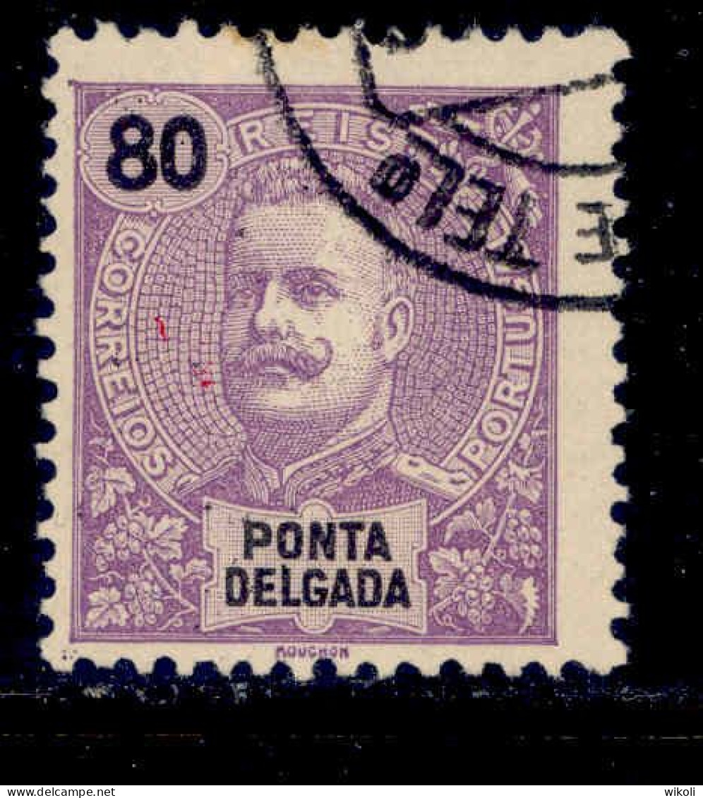 ! ! Ponta Delgada - 1897 D. Carlos 80 R - Af. 21 - Used (ca 122) - Ponta Delgada