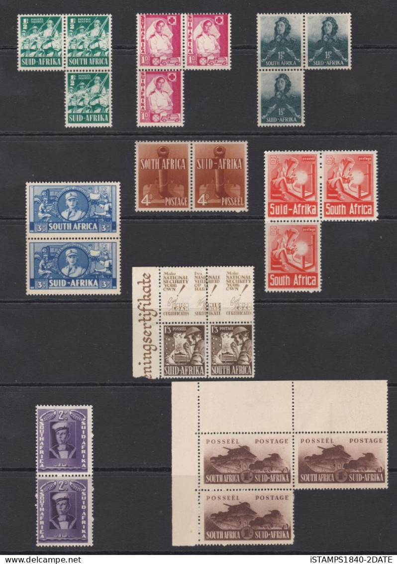 South Africa 1941-46 SG (88-94) Full Set MNH Pairs + SG (95-96) MNH Inc Unlisted Small Variety Cv £60+ - Unused Stamps