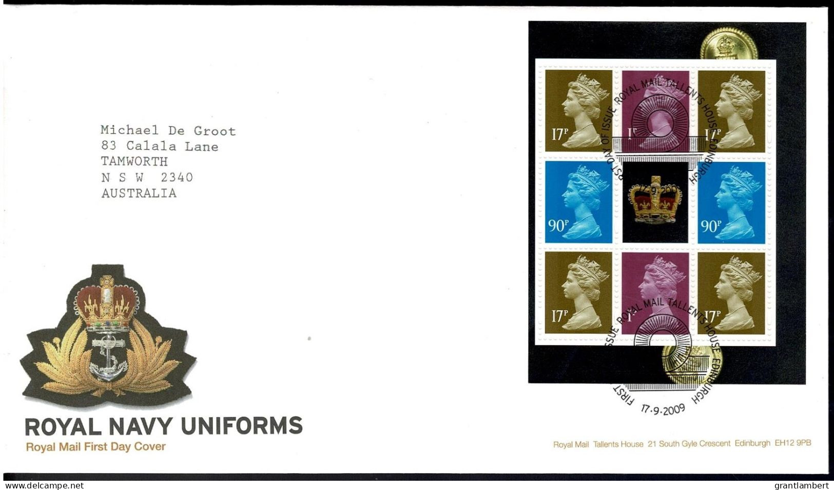 Great Britain 2009 Royal Navy Uniforms Booklet Pane FDC - 2001-2010 Decimal Issues