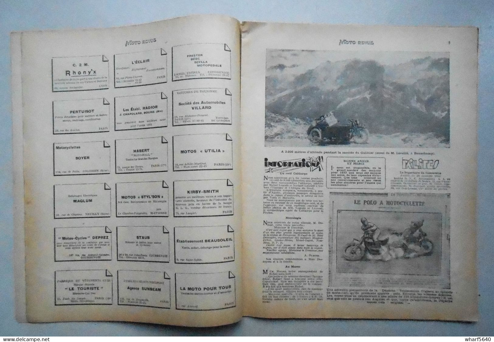 Moto Revue N° 513  -  7 Janvier 1933 - 1900 - 1949