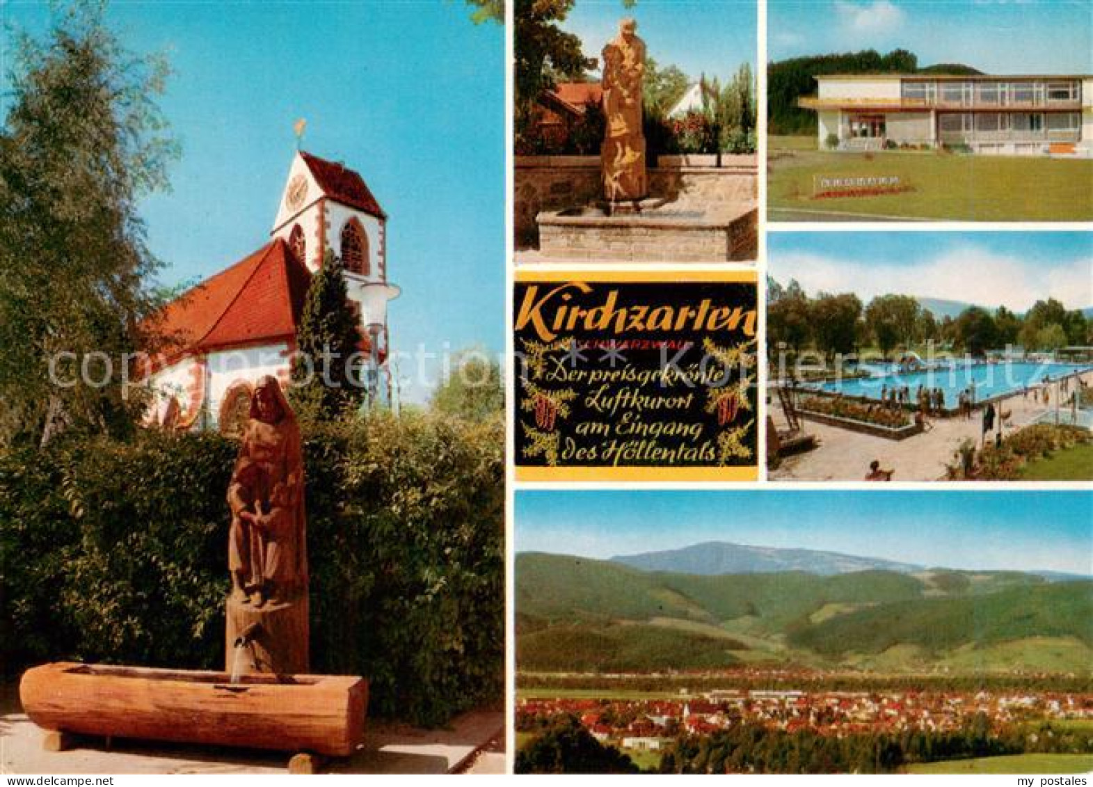 73867261 Kirchzarten Kirche Brunnen Kurhaus Schwimmbad Panorama Kirchzarten - Kirchzarten
