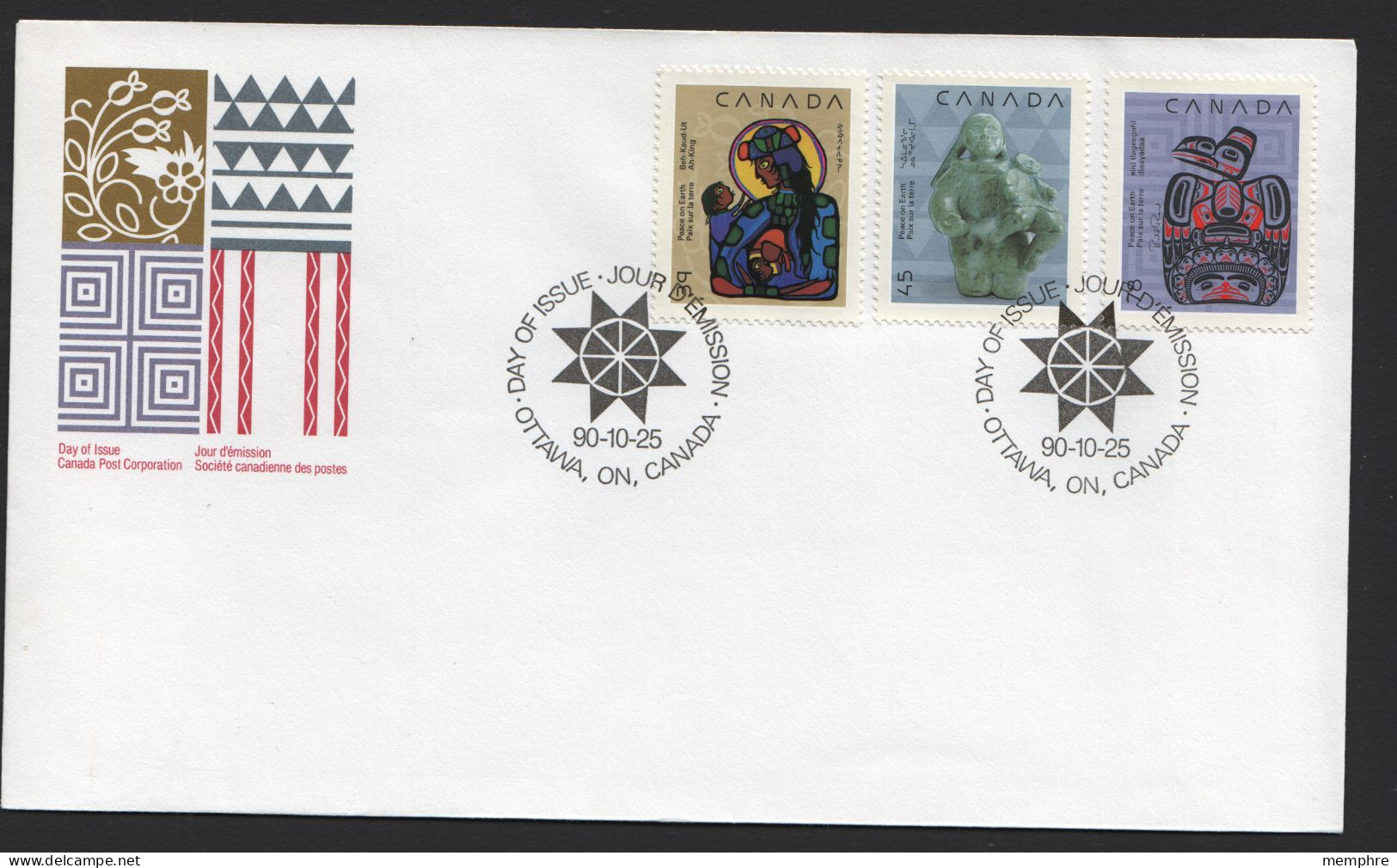 1990 Christmas Issue Native Nativity Paintings Sc 1294-6 On Single FDC - 1981-1990