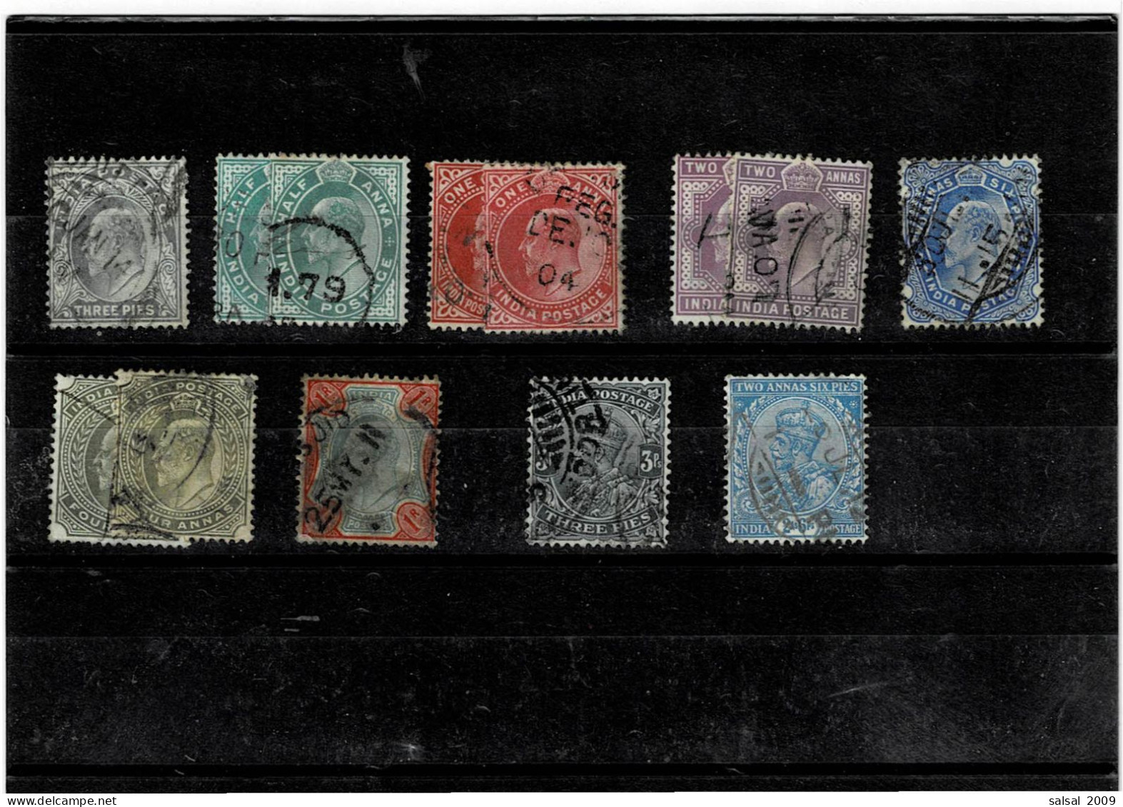 INDIA INGLESE ,"Eduardo VII" + George V" ,13 Pezzi Usati ,qualita Ottima - 1902-11 Koning Edward VII