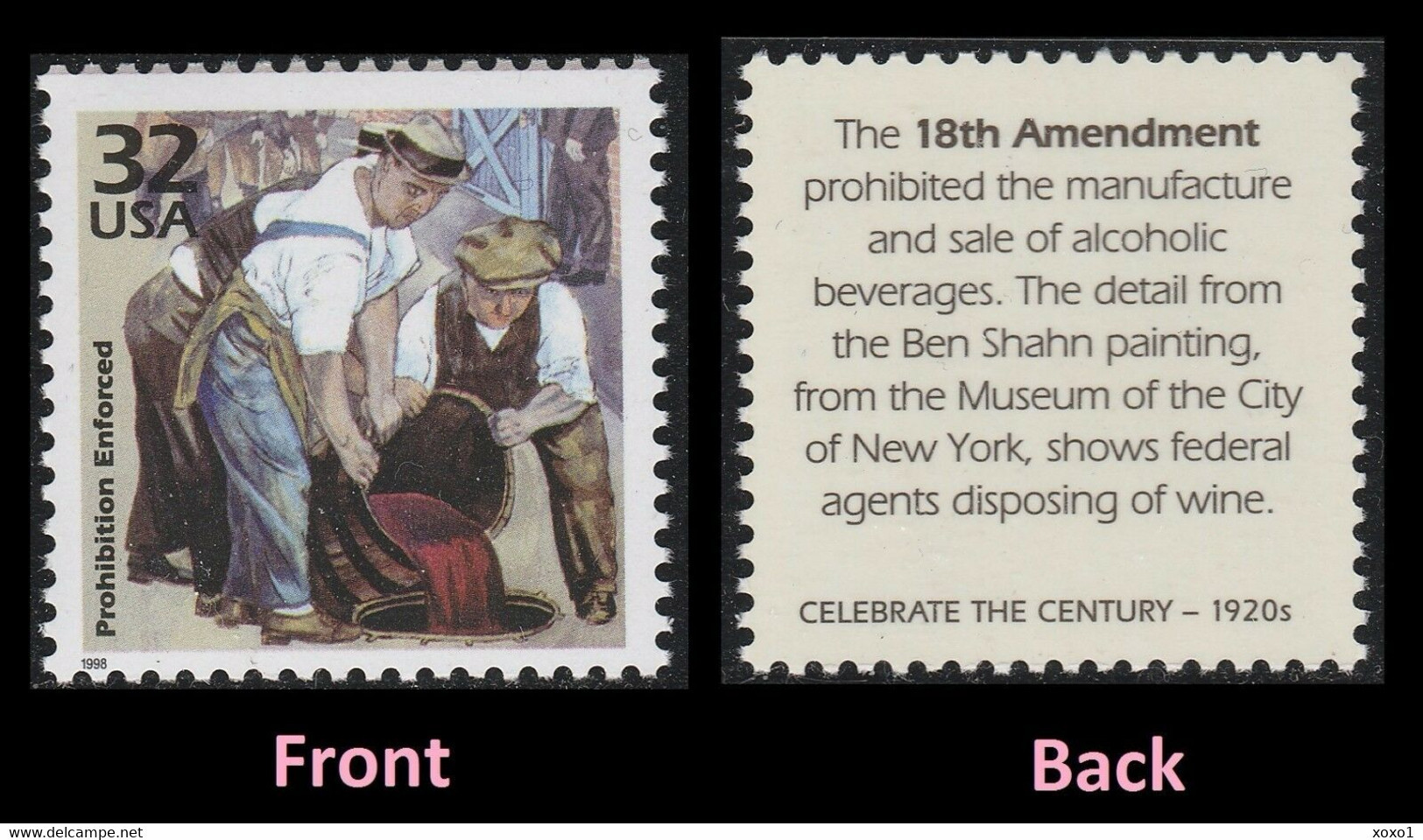 USA 1998 MiNr. 2953 Celebrate The Century 1920s  Prohibition Enforced, Wines & Alcohols, Painting 1v MNH ** 0,80 € - Vins & Alcools