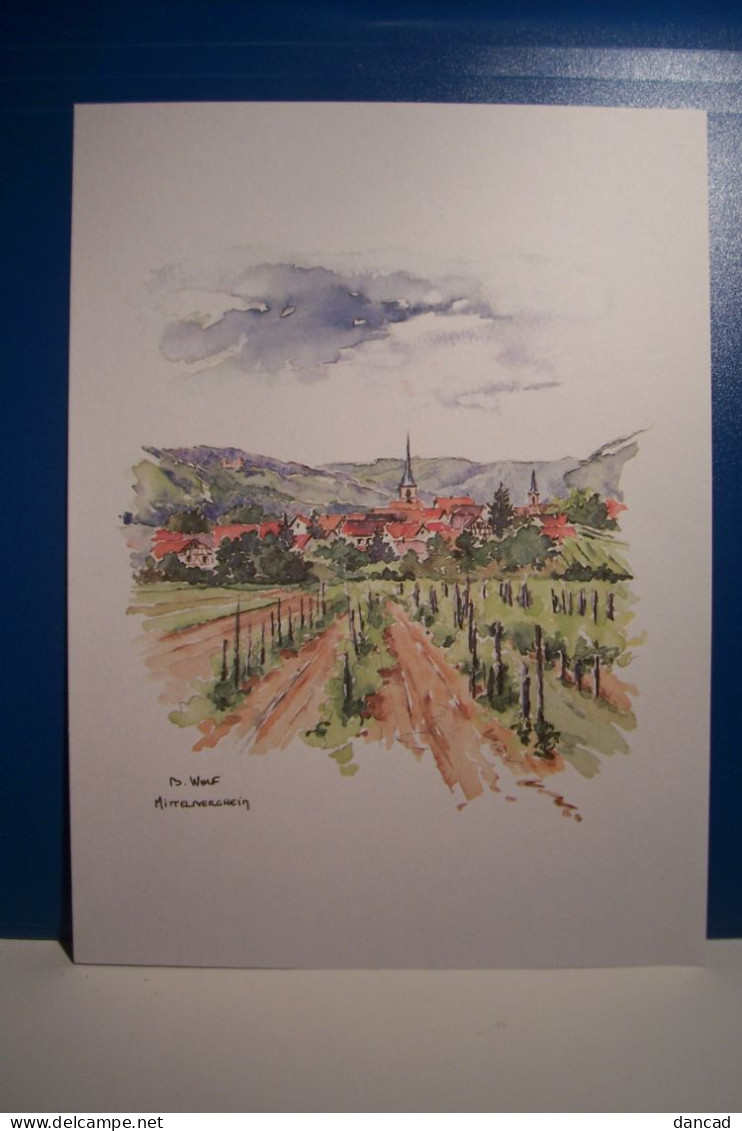 MITTELBERGHEIM -  Aquarelle De Béatrice  WOLFF  ( Reproduction )  - Vignoble  - ( Pas De Reflet Sur L'original ) - Alkohol