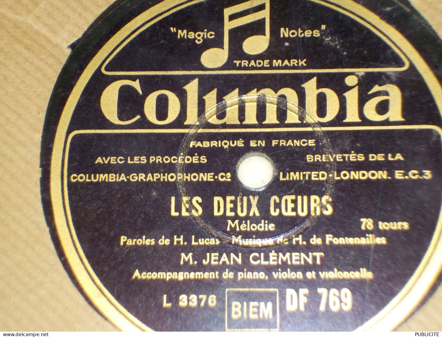 VINYLE  DISQUE 78 TOURS MELODIE DE JEAN CLEMENT 1931 - 78 T - Disques Pour Gramophone