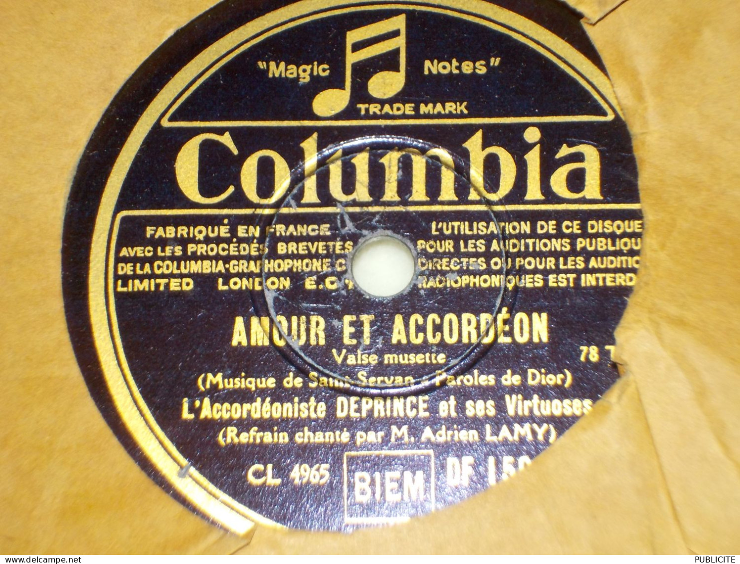 DISQUE 78 TOURS  VALSE   DE  DEPRINCE ET ADRIEN LAMY ET SUZANNE FEYROU 1934 - 78 T - Disques Pour Gramophone