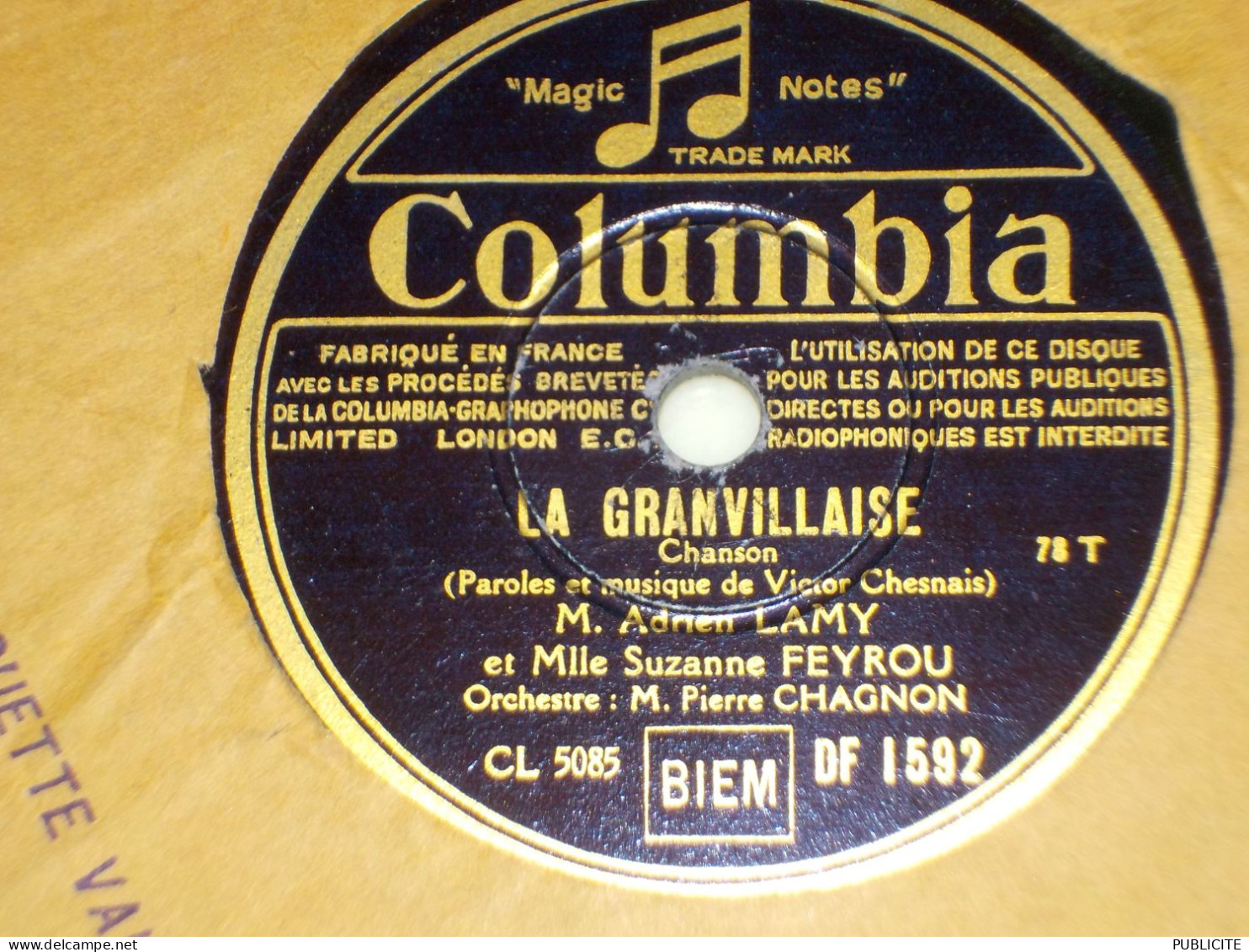 DISQUE 78 TOURS  VALSE   DE  DEPRINCE ET ADRIEN LAMY ET SUZANNE FEYROU 1934 - 78 Rpm - Gramophone Records