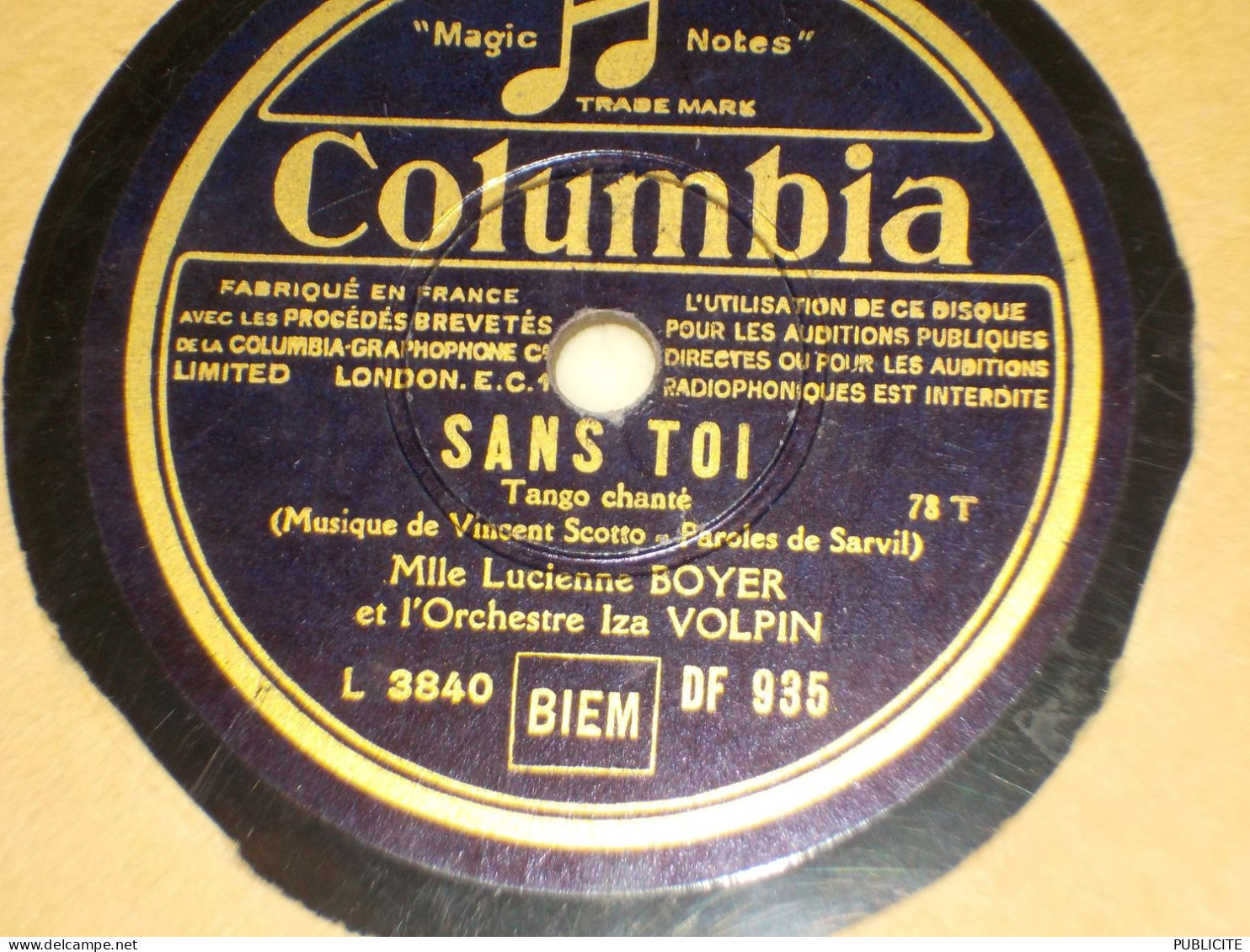 DISQUE 78 TOURS TANGO CHANSON LUCIENNE BOYER 1932 - 78 T - Disques Pour Gramophone