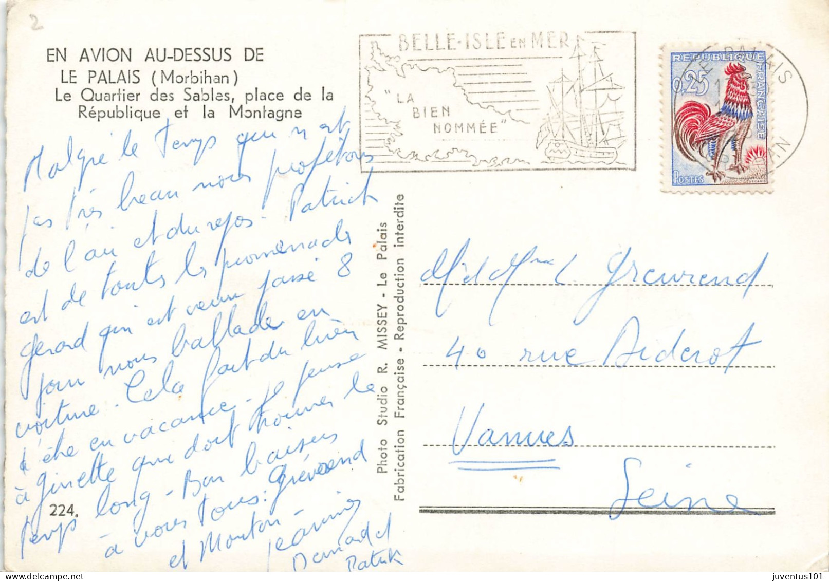 CPSM En Avion Au Dessus De.....Le Palais-Le Quartier De Sables-Timbre      L2491 - Palais