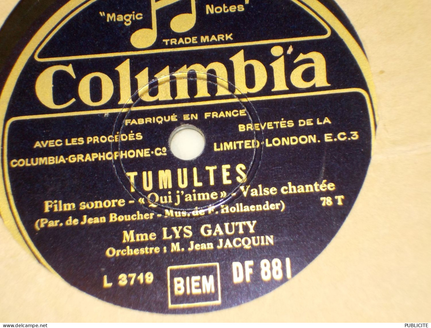 DISQUE 78 TOURS MELODIE ET VALSE DU FILM QUI J AIME DE LYS GAUTY 1932 - 78 T - Grammofoonplaten