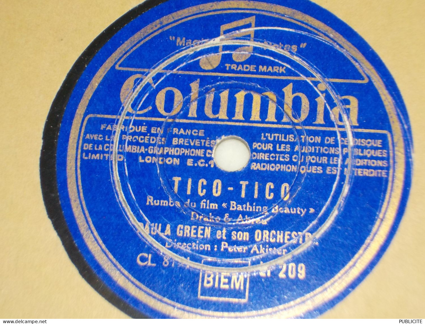 DISQUE 78 TOURS RUMBA DU FILM BATHING BEAUTY DE PAULA GREEN 1944 - 78 Rpm - Gramophone Records