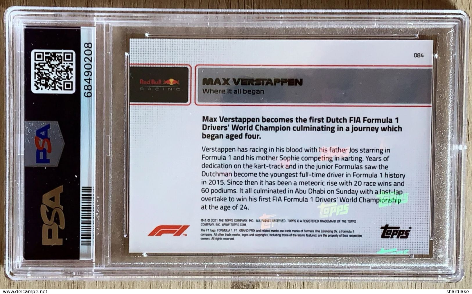 Topps PSA 10 - Max Verstappen - Where It All Began #84 - 2021 - Automobilismo - F1