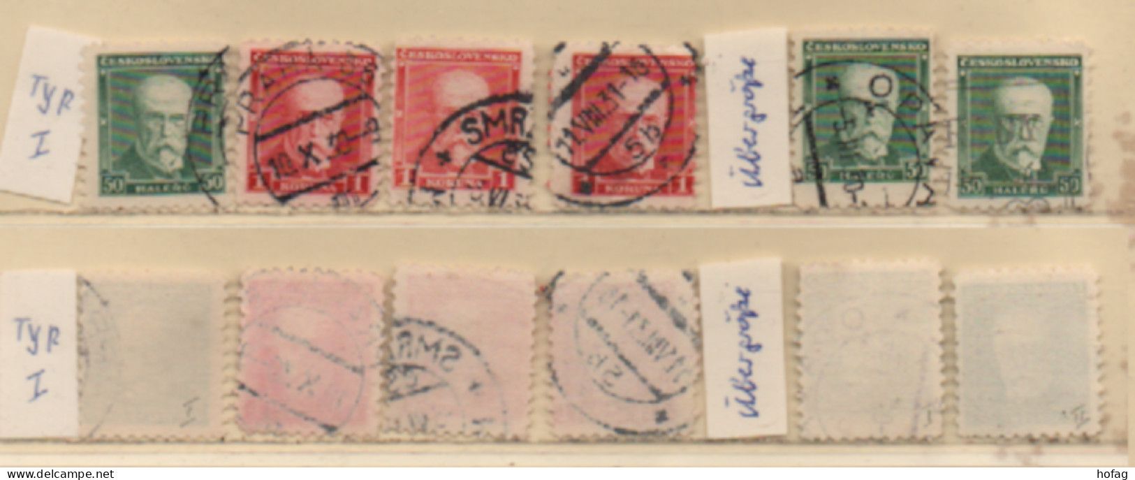 Tschechoslowakei 1930 Masaryk 6 Marken/Varianten Gestempelt Siehe Bild Czechoslovakia - Used Stamps