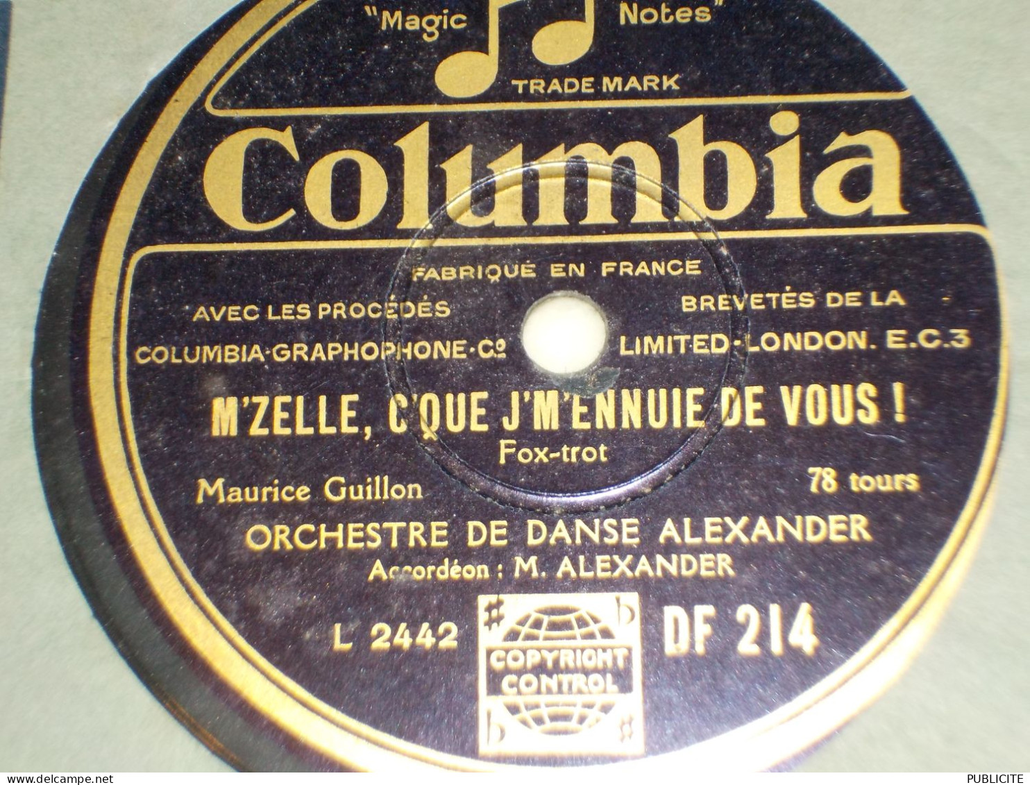 DISQUE VYNIL 78 TOURS VALSE ET FOX TROT  DE MAURICE  ALEXANDER  1930 - 78 T - Disques Pour Gramophone