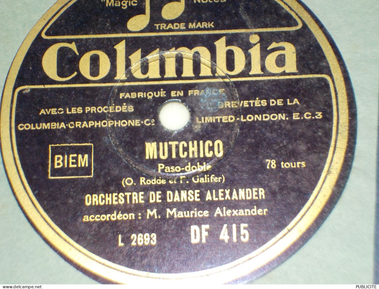 DISQUE VYNIL 78 TOURS MARCHE ET PASO DOBLE  DE MAURICE  ALEXANDER  1931 - 78 T - Disques Pour Gramophone