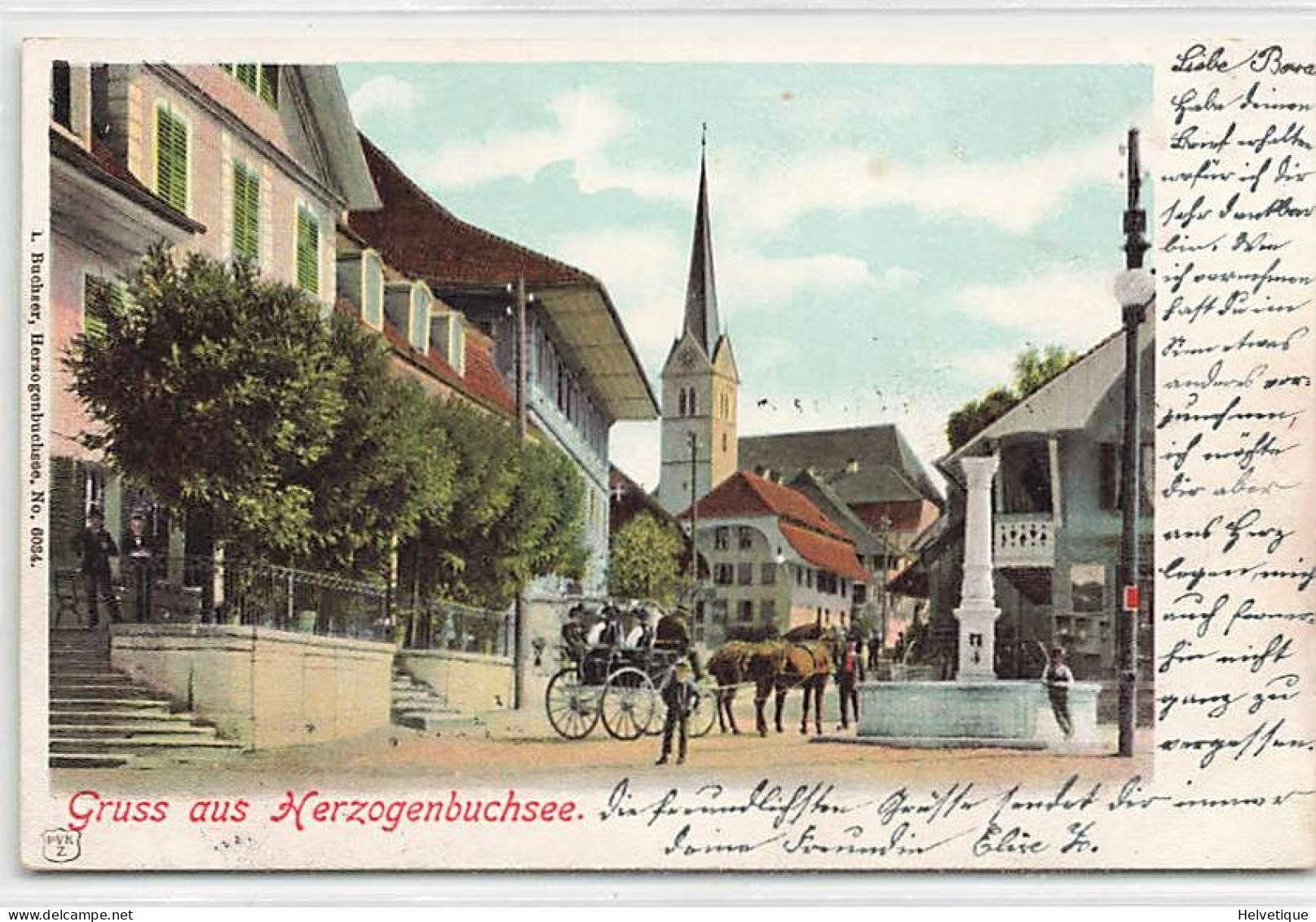 Gruss Aus Herzogenbuchsee 1901 Oblitération Lame De Rasoir Obliteration Rasierklinge Gespann Kutsche - Herzogenbuchsee