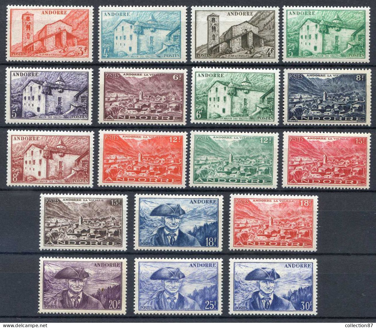 Réf 79 < ANDORRE < Yvert N° 120 à 137 * Neuf * MH * < Cote 74 € - Unused Stamps