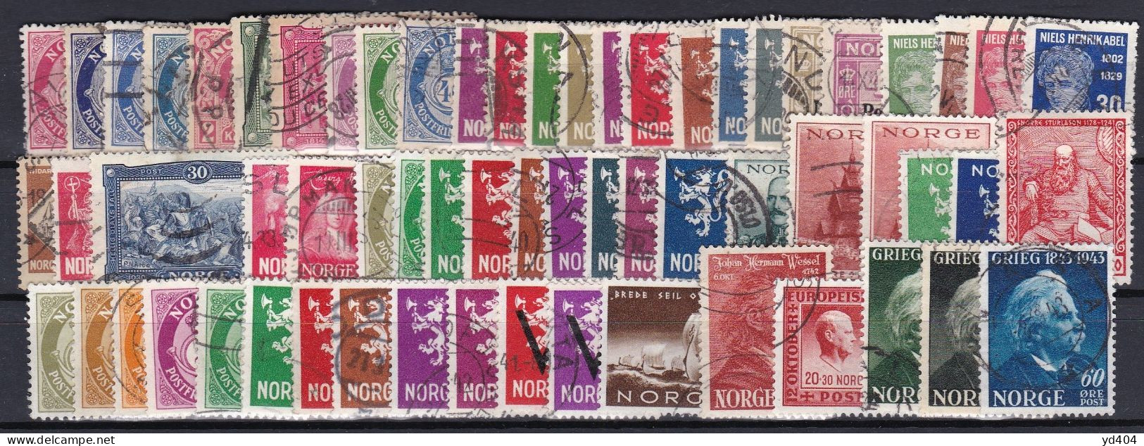NO054 – NORVEGE - NORWAY – 1909-1943 – FINE LOT – Y&T # 73-252 USED 37,50 € - Gebraucht