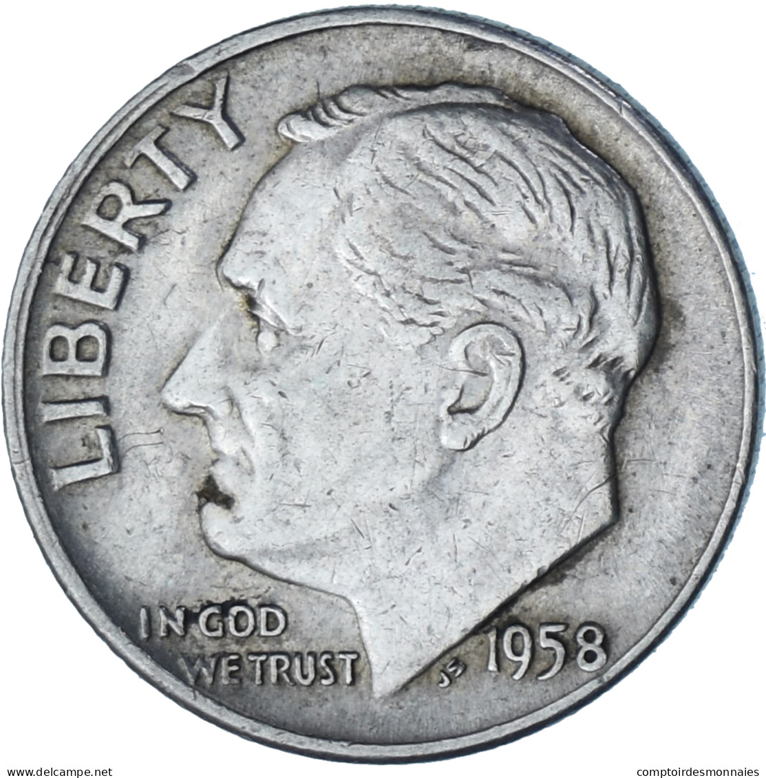 États-Unis, Dime, Roosevelt Dime, 1958, U.S. Mint, Argent, TTB, KM:195 - 1916-1945: Mercury (Mercure)