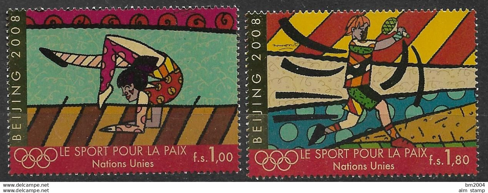 2008 UNO Genf Mi. 602-3 **MNH  Sport Für Frieden: Olympische Sommerspiele, Peking - Nuevos