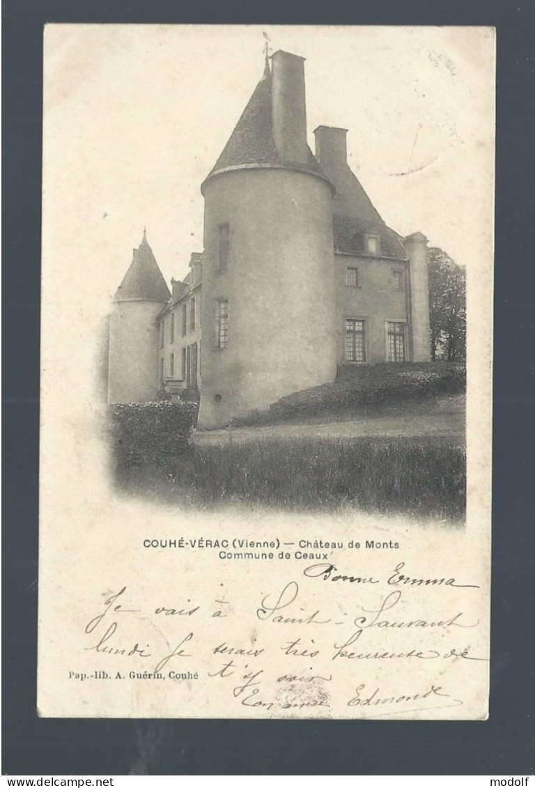 CPA - 86 - Couhé-Vérac - Château De Monts - Commune De Ceaux - Dos Simple - 1904 - Couhe