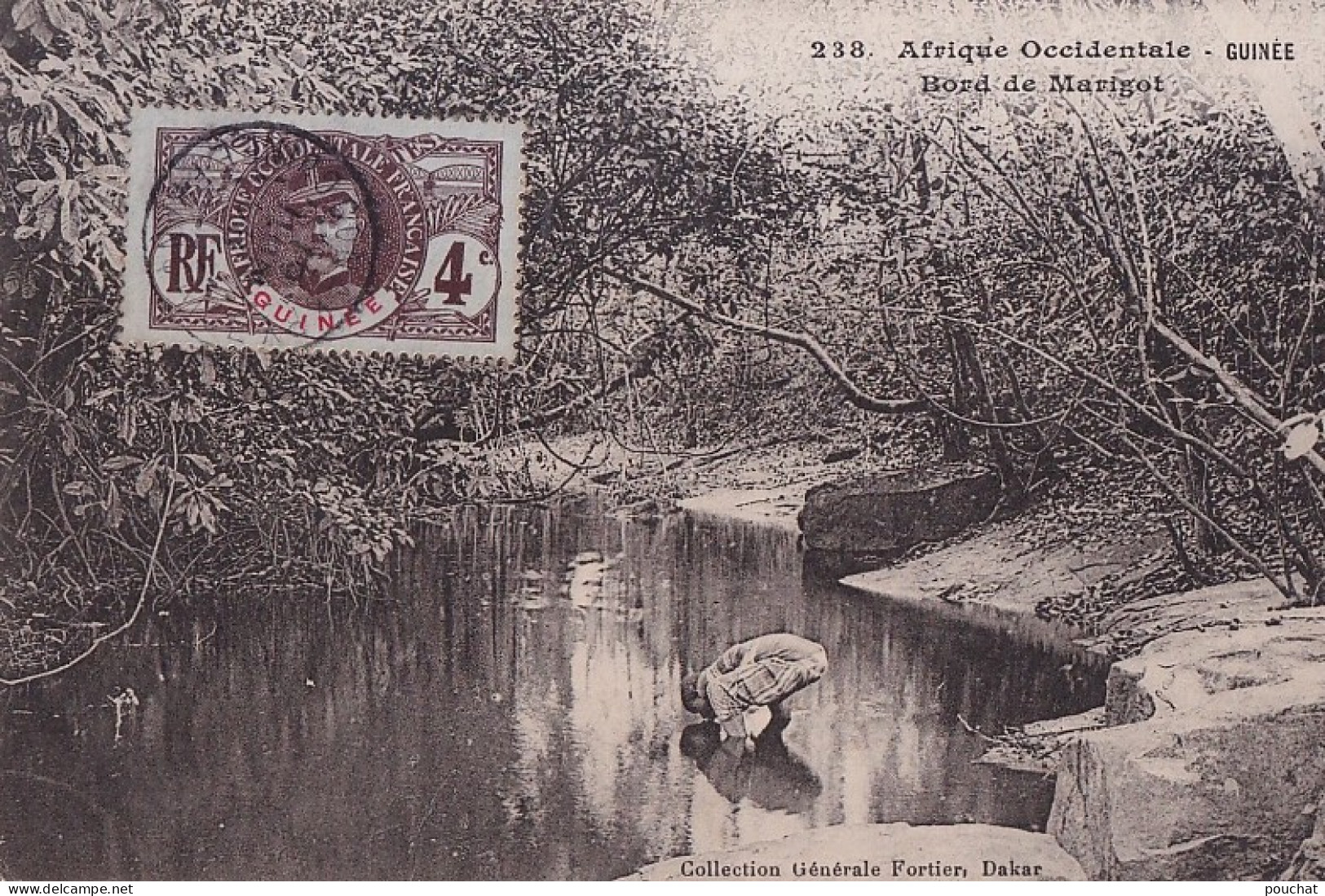 D5- AFRIQUE OCCIDENTALE - GUINEE -  BORD DE MARIGOT - EN 1908 - Guinée Française
