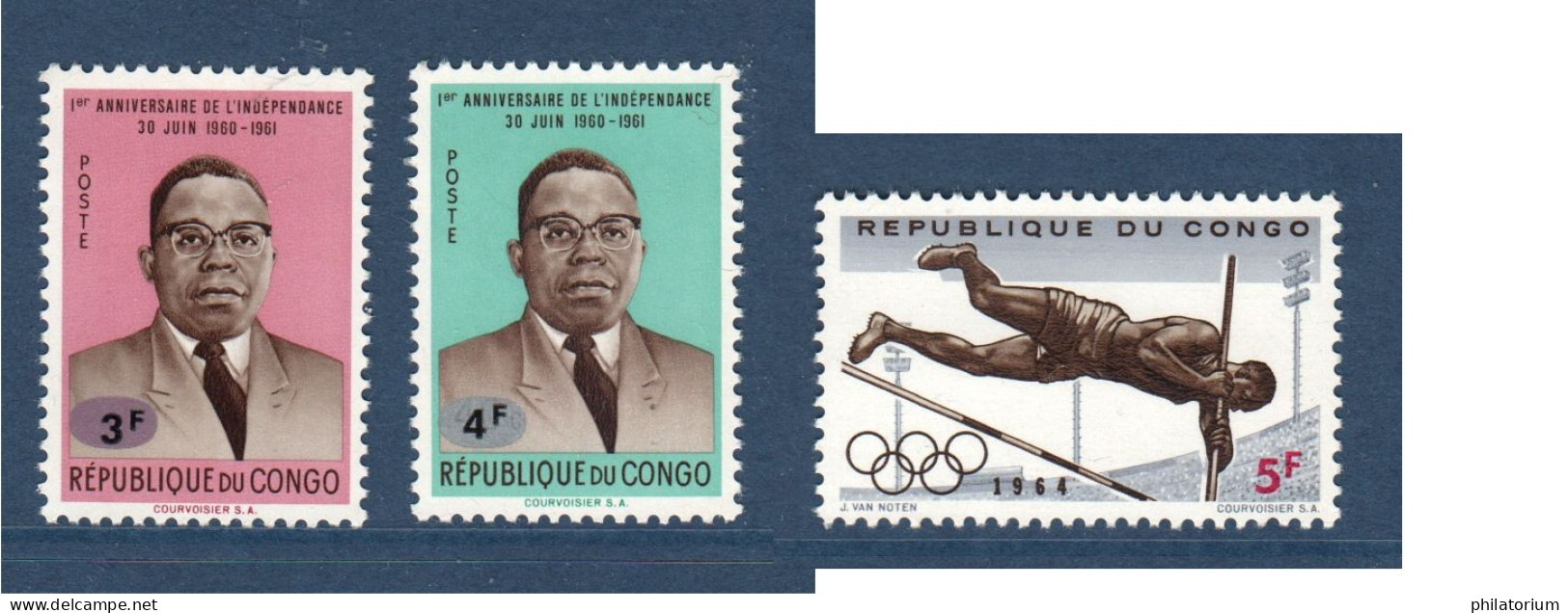 Congo République, **, Yv 543, 544, 545, Mi 183, 184, 169, - Ongebruikt
