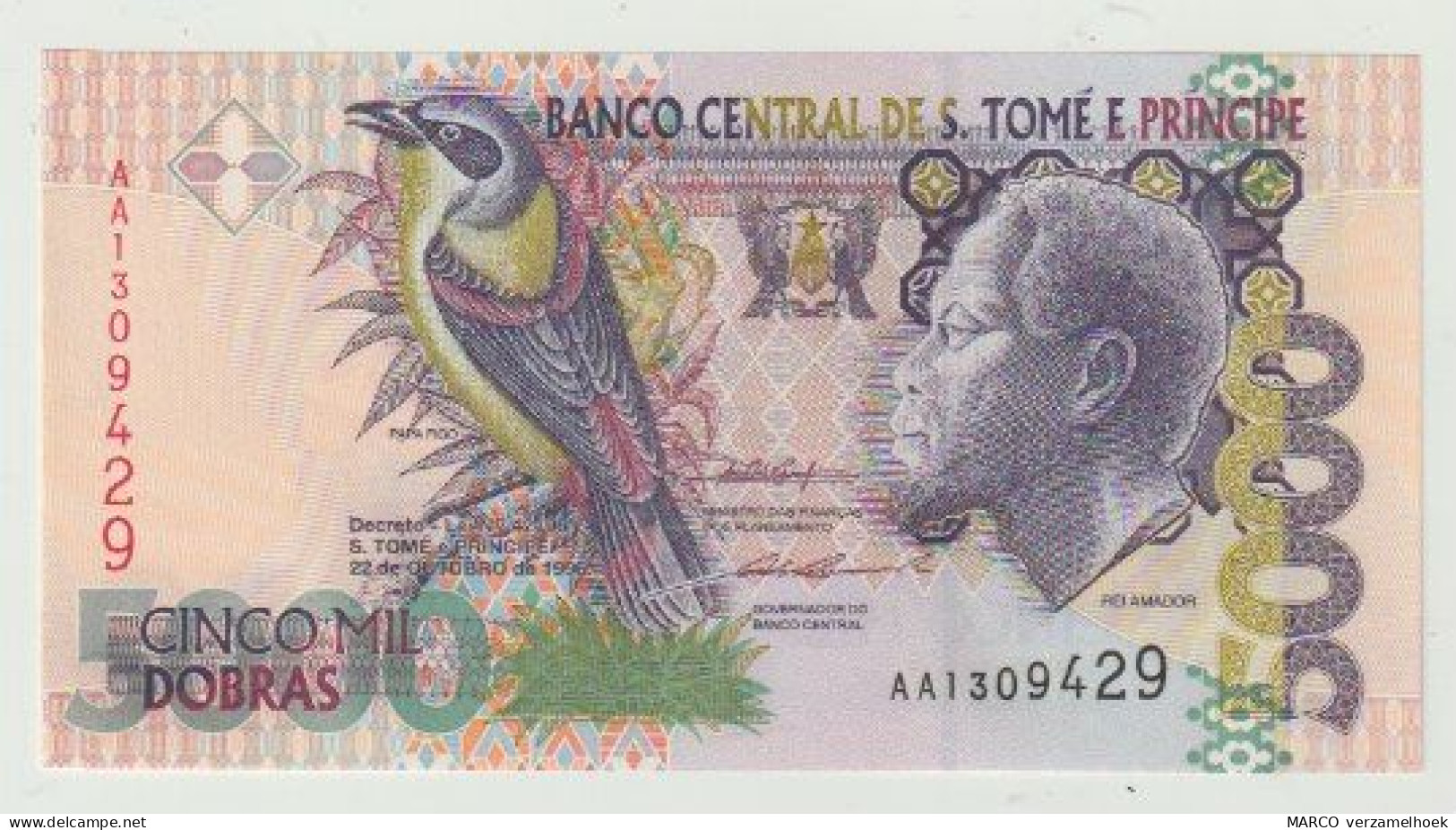 Banknote Sao Tomé En Principe 5000 Dobras 1996 UNC - San Tomé Y Príncipe