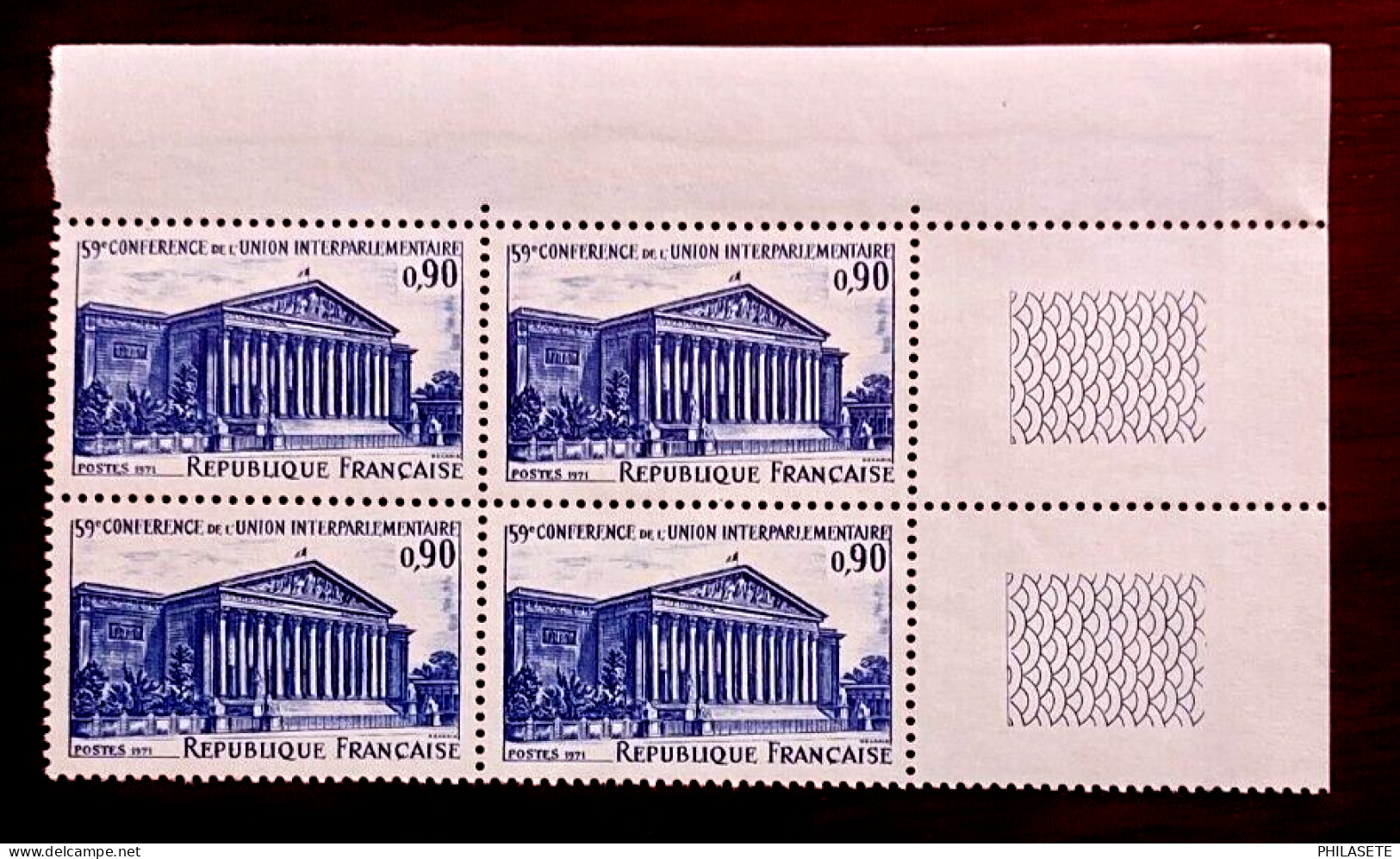 France 1971 Bloc De 4 Timbres Neuf** YV N° 1588 Conférence Interparlementaire - Feuilles Complètes