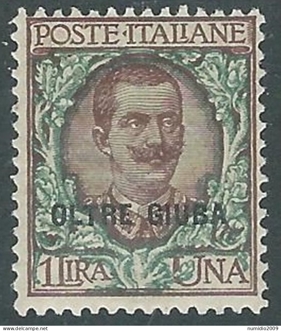 1925 OLTRE GIUBA EFFIGIE FLOREALE 1 LIRA MH * - I55-3 - Oltre Giuba