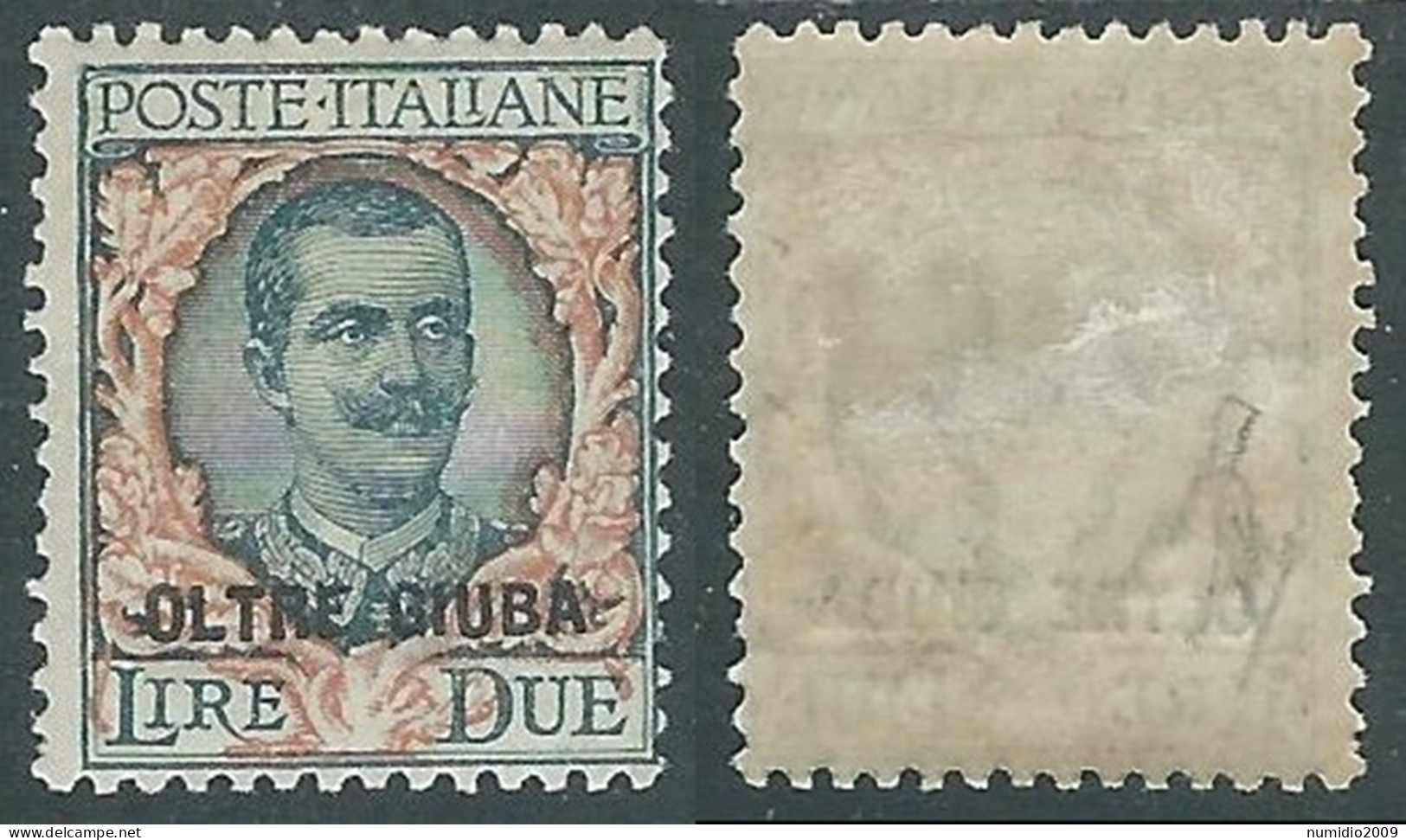 1925 OLTRE GIUBA EFFIGIE FLOREALE 2 LIRE MH * - I55-3 - Oltre Giuba