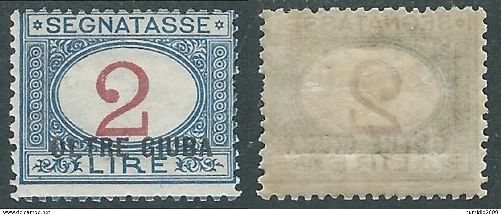 1925 OLTRE GIUBA SEGNATASSE 2 LIRE MH * - I55-2 - Oltre Giuba