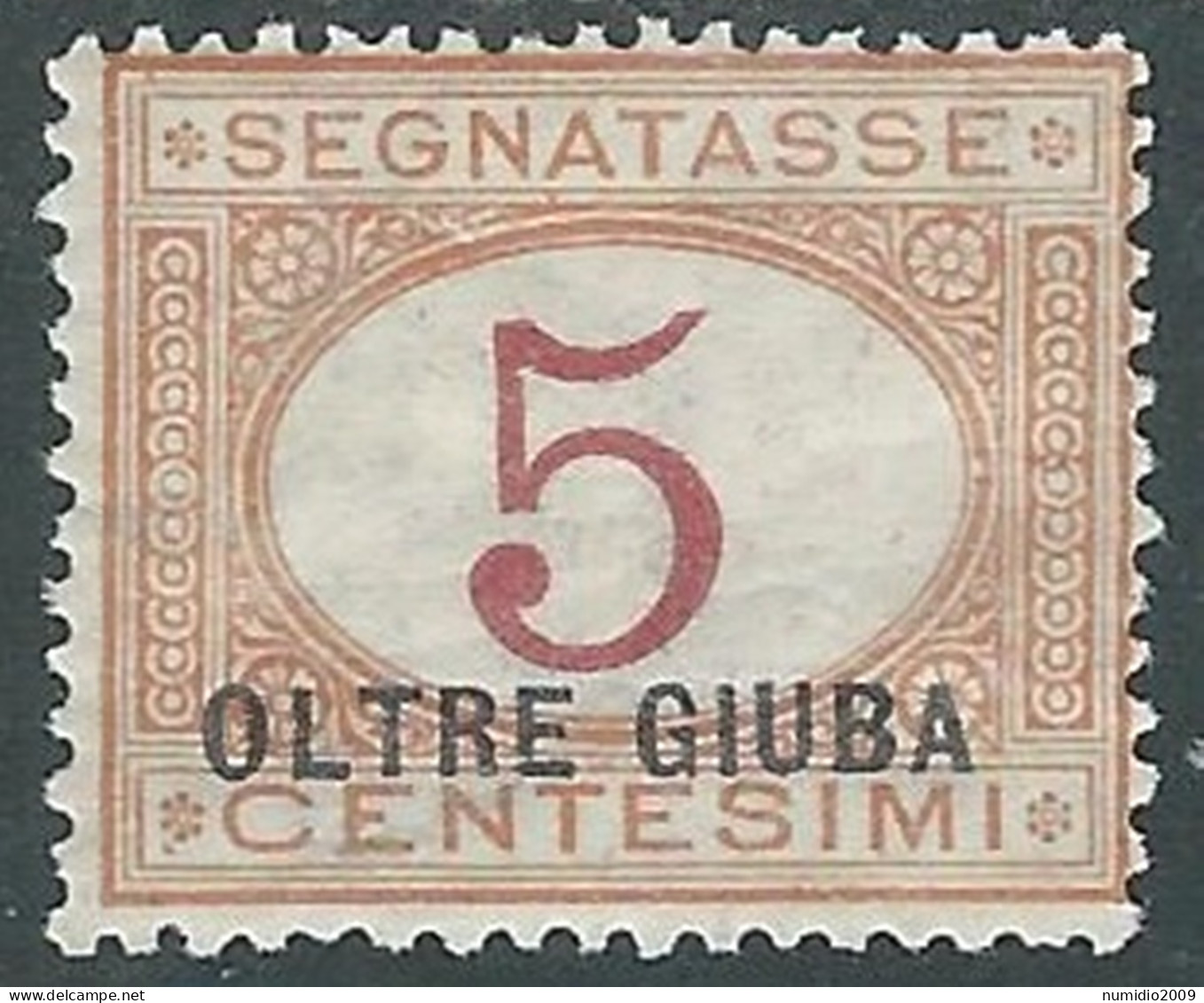 1925 OLTRE GIUBA SEGNATASSE 5 CENT MH * - I55-4 - Oltre Giuba