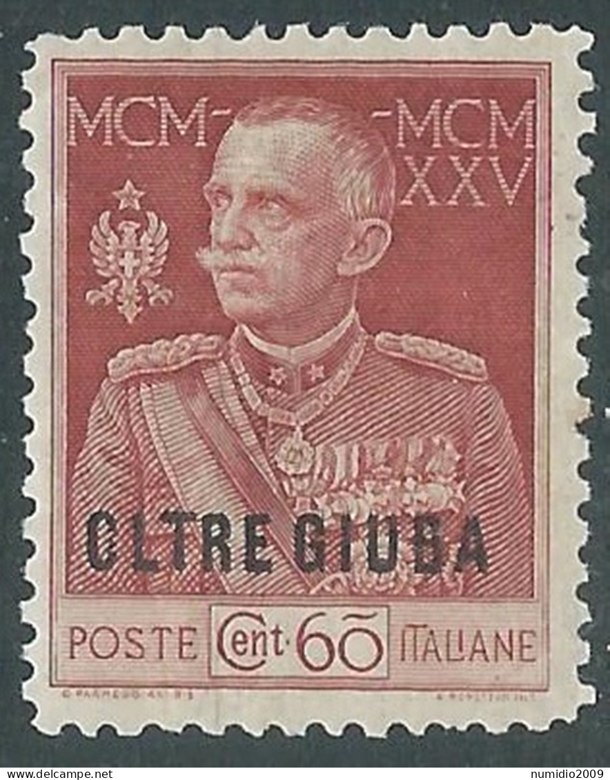 1925-26 OLTRE GIUBA GIUBILEO 60 CENT D. 11 MNH ** - I55-8 - Oltre Giuba