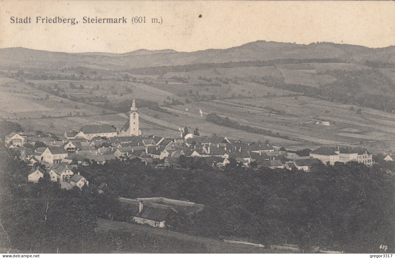 E1345) Stadt FRIEDBERG - Steiermark - Häuser Kirche Felder ALT ! - Friedberg