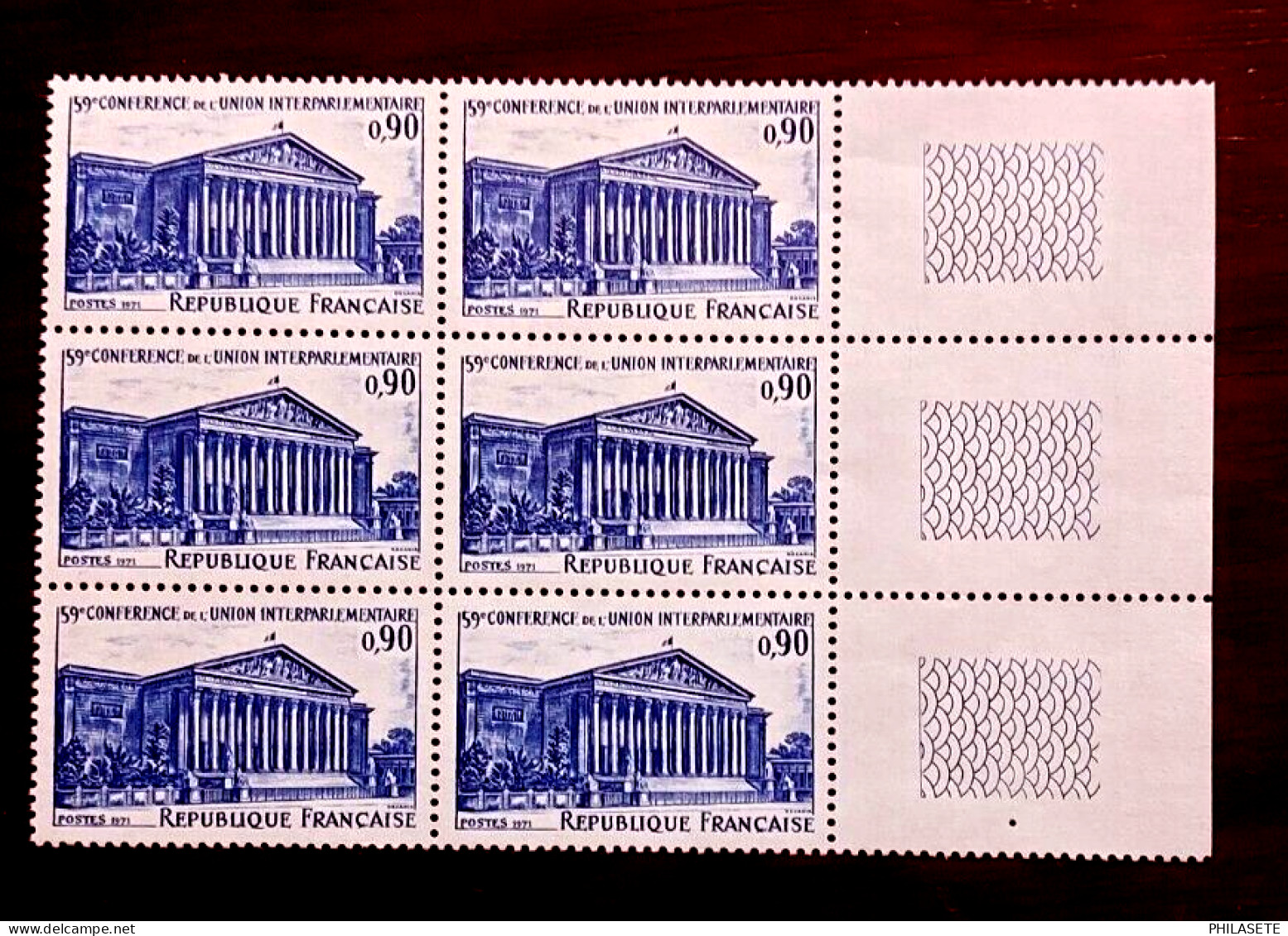 France 1971 Bloc De 6 Timbres Neuf** YV N° 1588 Conférence Interparlementaire - Feuilles Complètes