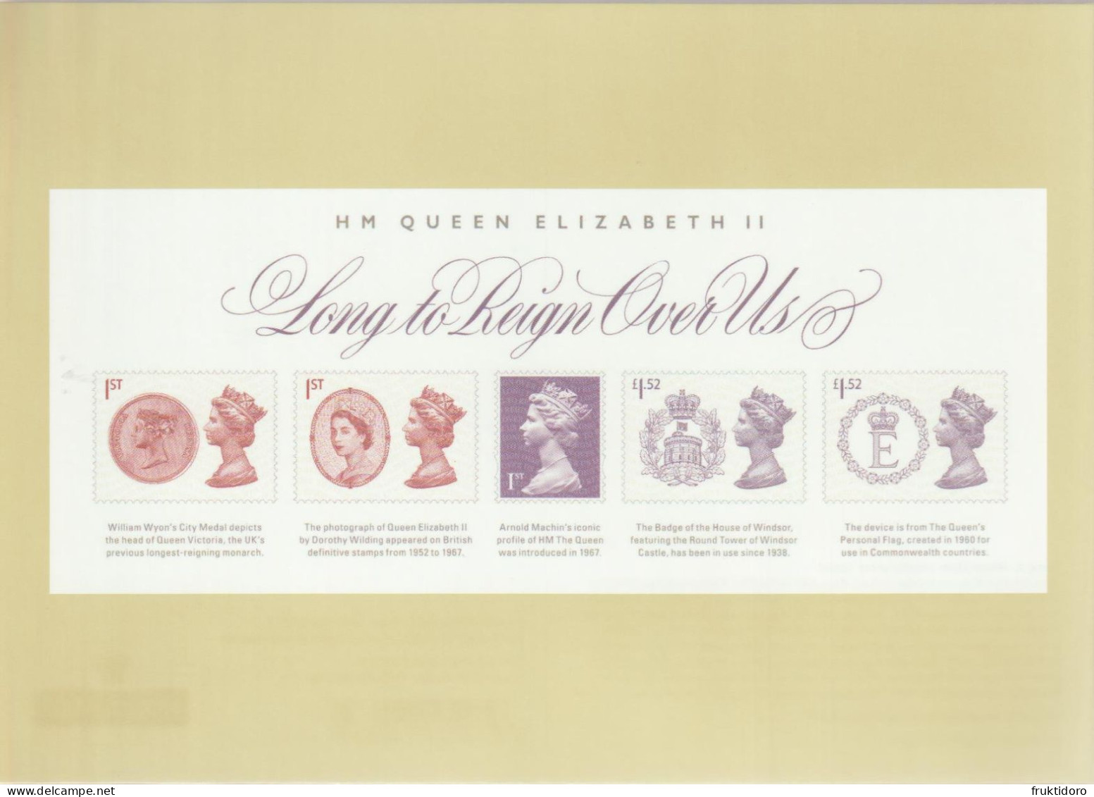 United Kingdom Postcards 2015 About Stamps In Mi Block 96 Queen Elizabeth II - Long To Reign Over Us ** - Collezioni